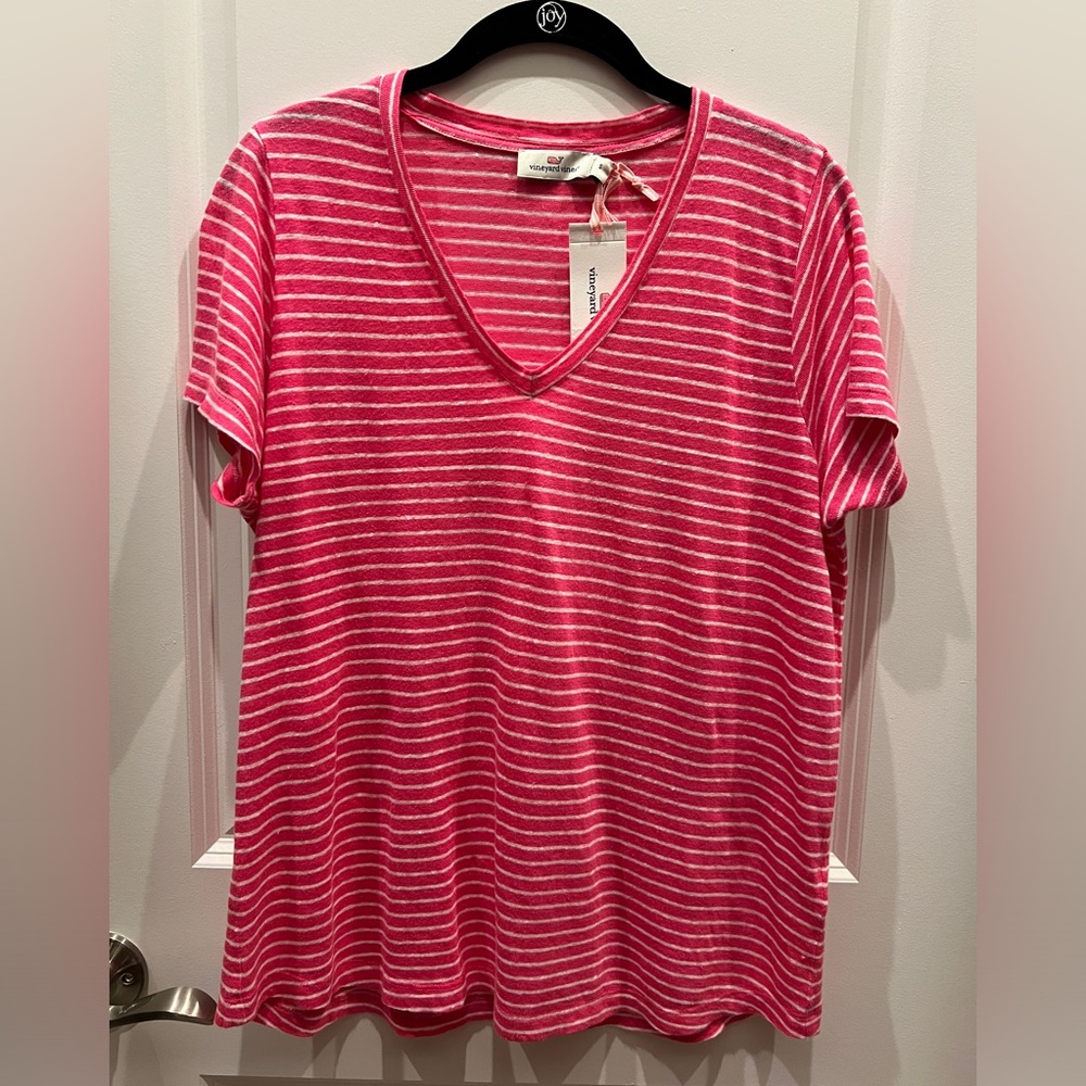 Vineyard Vines Short Sleeve Pink/White Stripe Tee